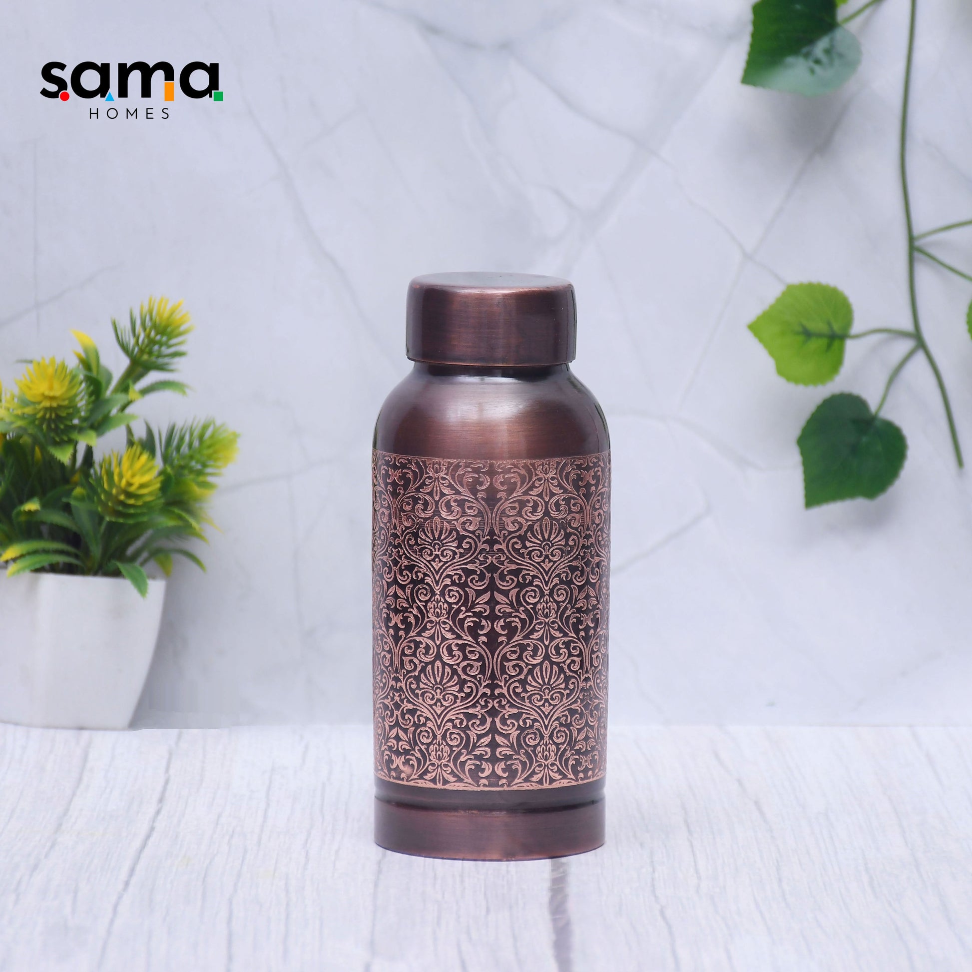 SAMA Homes - pure copper water bottle milton antique engraved design capacity small