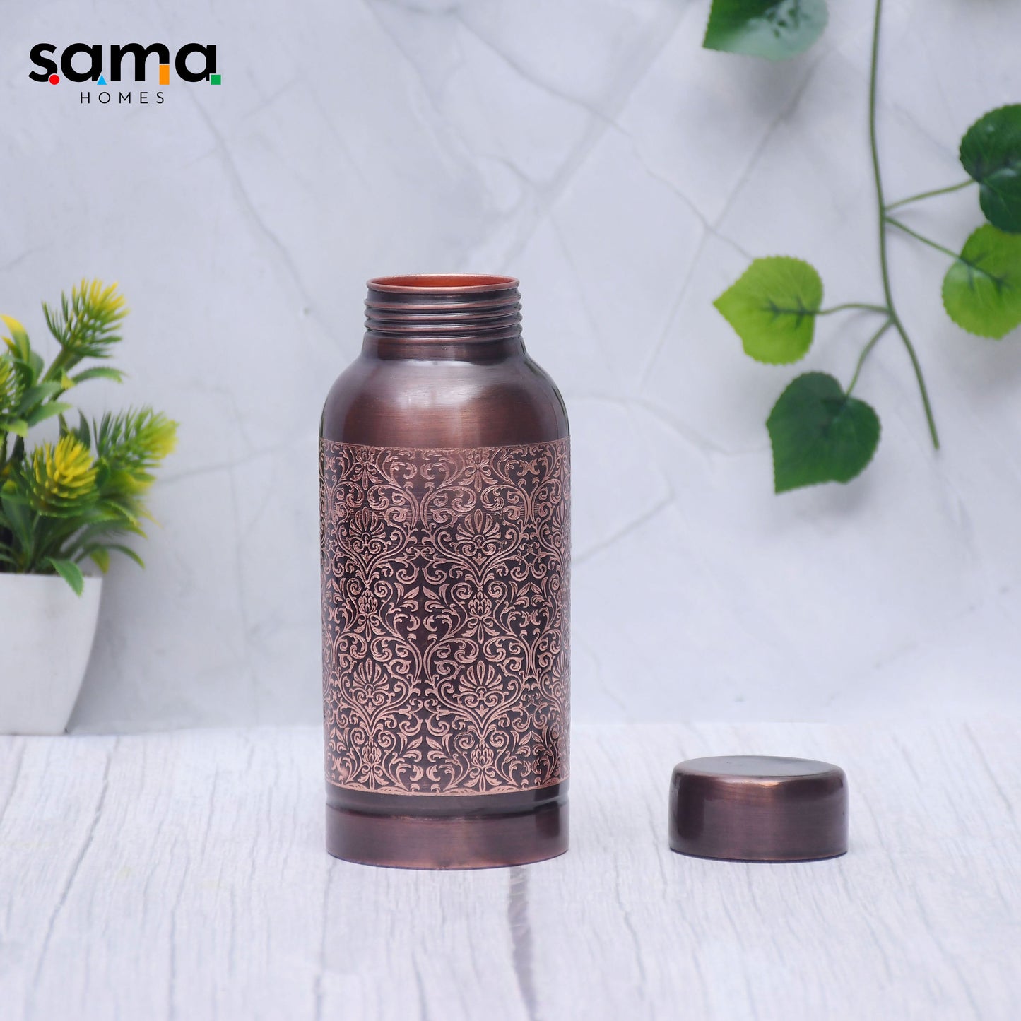 SAMA Homes - pure copper water bottle milton antique engraved design capacity small