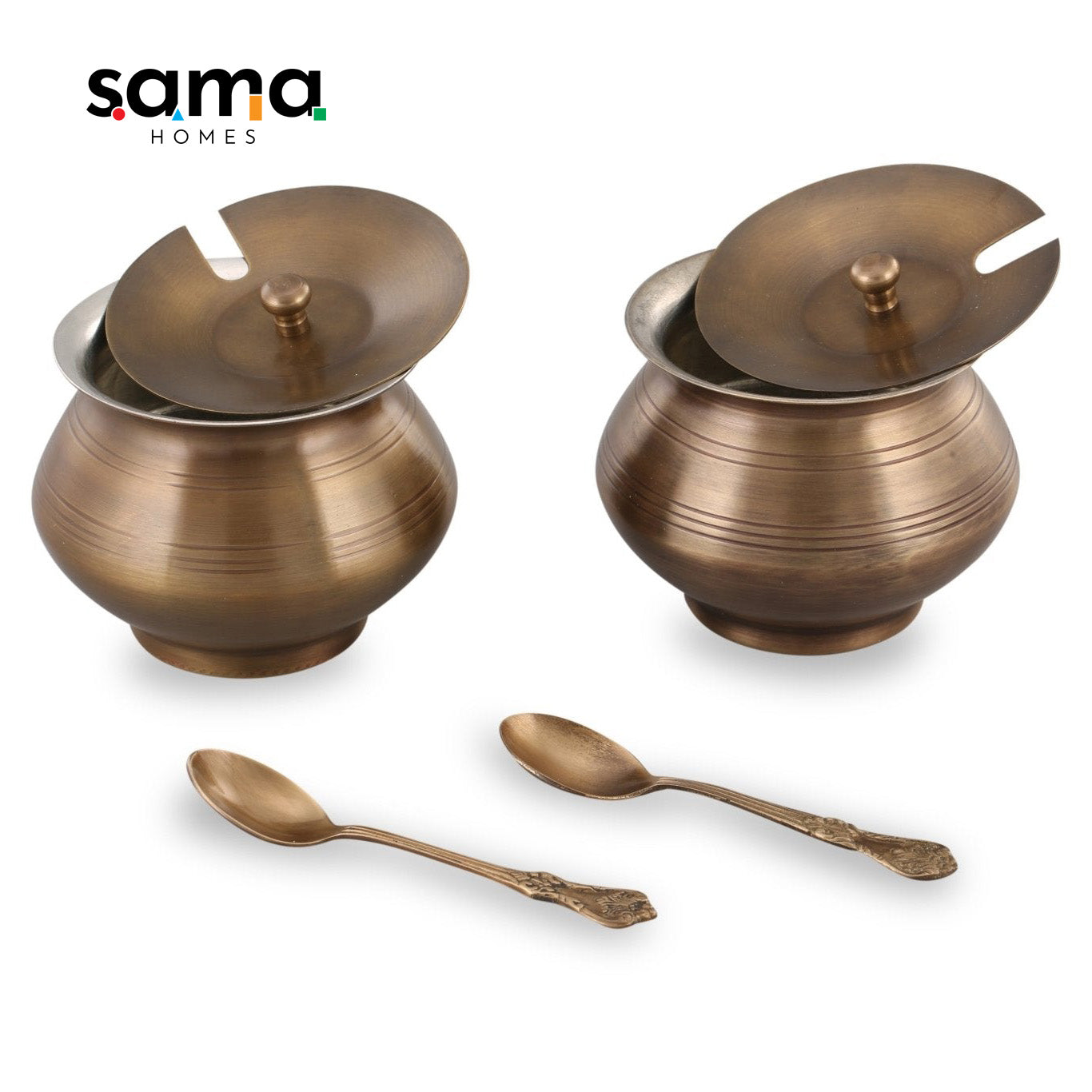 SAMA Homes - brass antique ghee pot with tincoated