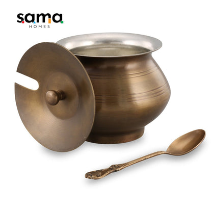 SAMA Homes - brass antique ghee pot with tincoated