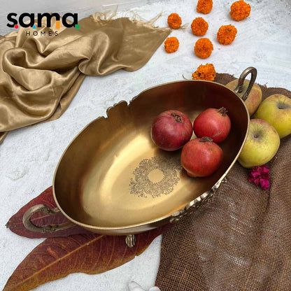 SAMA Homes - brass antique oval bowl with handle