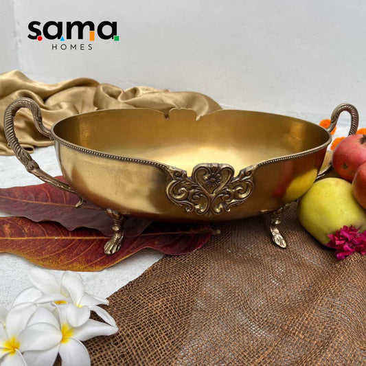 SAMA Homes - brass antique oval bowl with handle