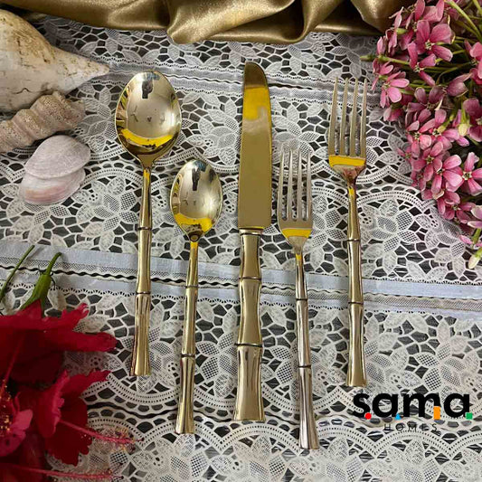 SAMA Homes - brass bamboo cutlery