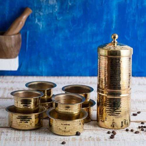 SAMA Homes - brass coffee filter large and davara tumbler combo