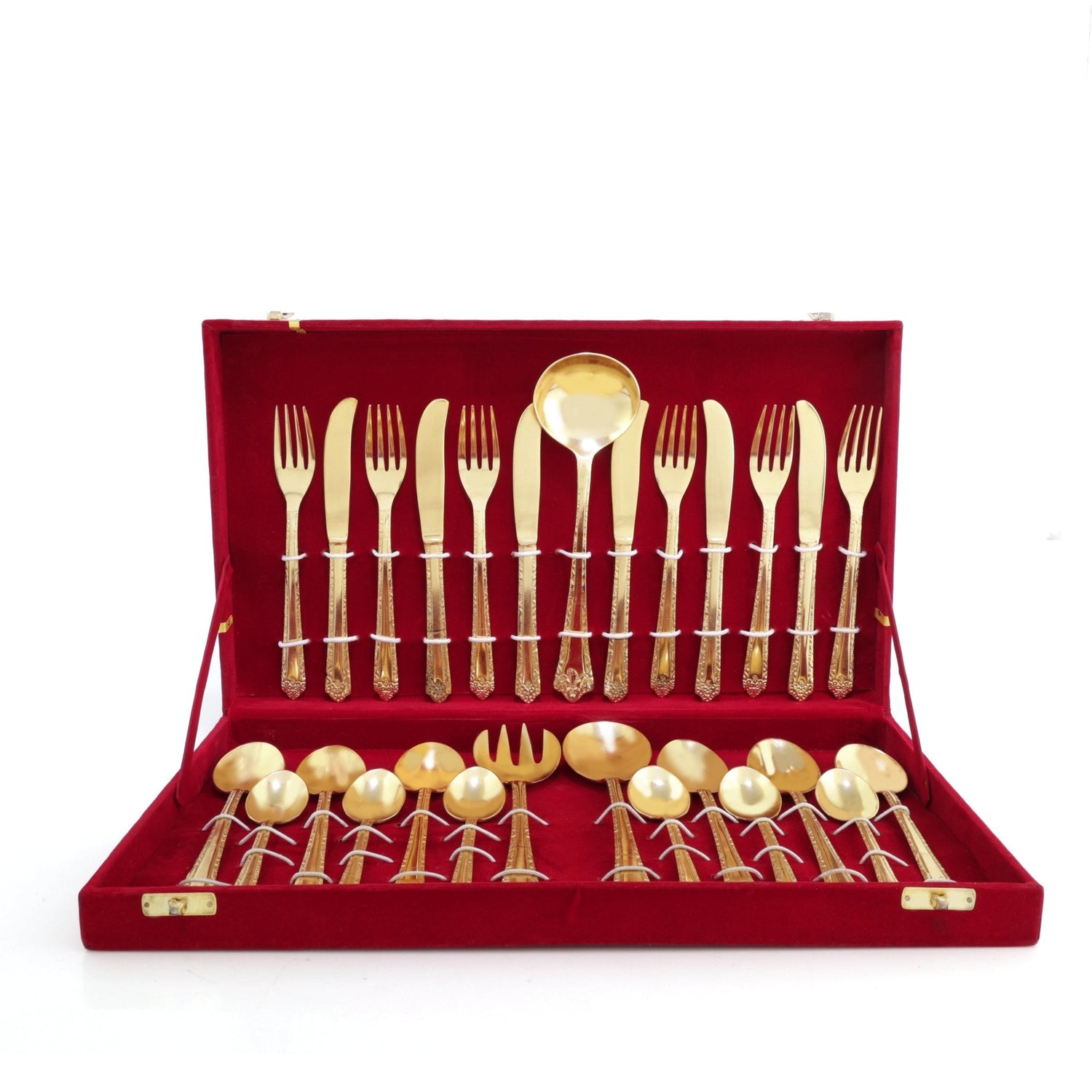 27-Piece Handcrafted Brass Cutlery Set | Premium Traditional Brass Flatware for Elegant Dining | Sustainable & Antique Finish Utensils - Sama Homes