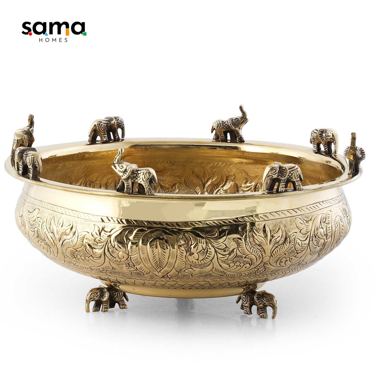 SAMA Homes - brass elephant urli golden finish