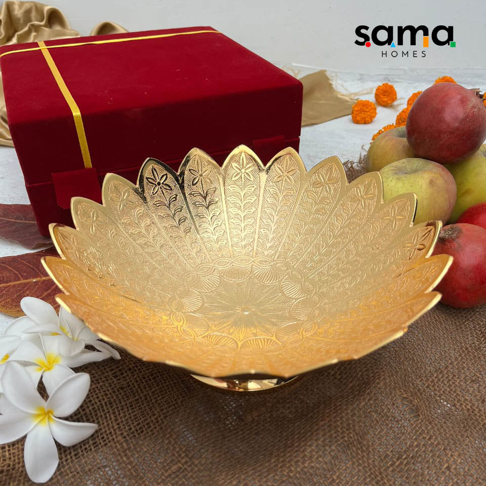 Brass Etched Bowl with Velvet Box - Sama Homes - Image 10