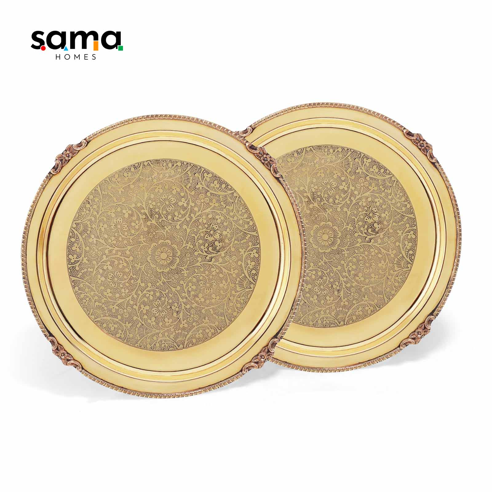 Brass Etched Full Plate | Handcrafted Indian Tableware | Eco-Friendly Decorative Dinner Plate - Sama Homes - Image 5