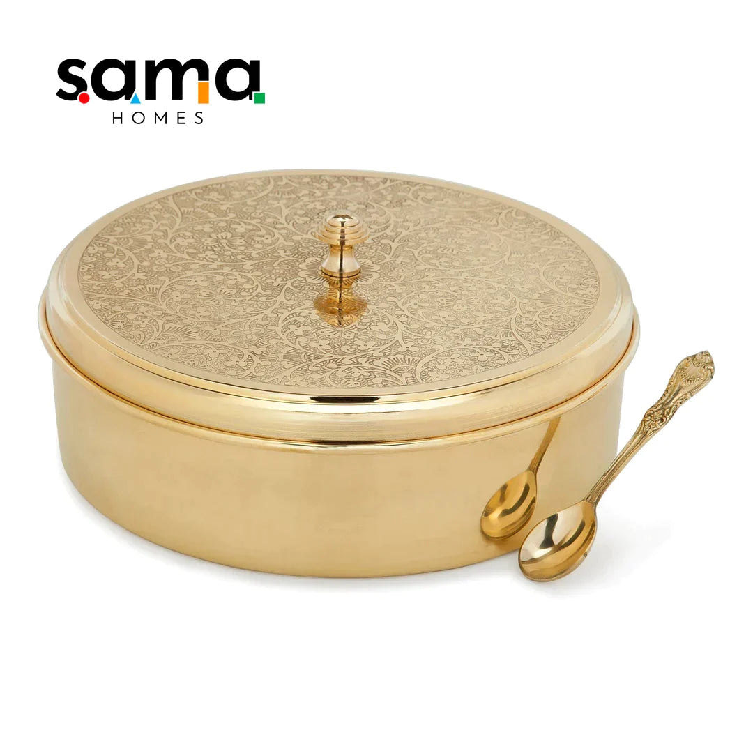 SAMA Homes - handcrafted brass masala box set for kitchen with spoon 7 containers 40 ml 9