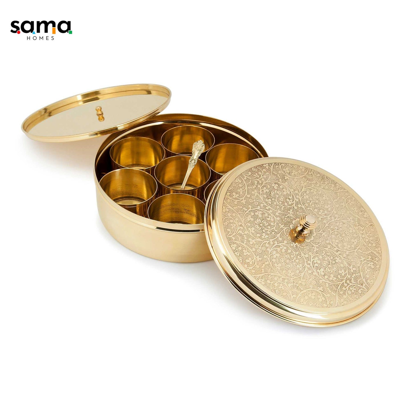 SAMA Homes - brass etched spice box 9 inches