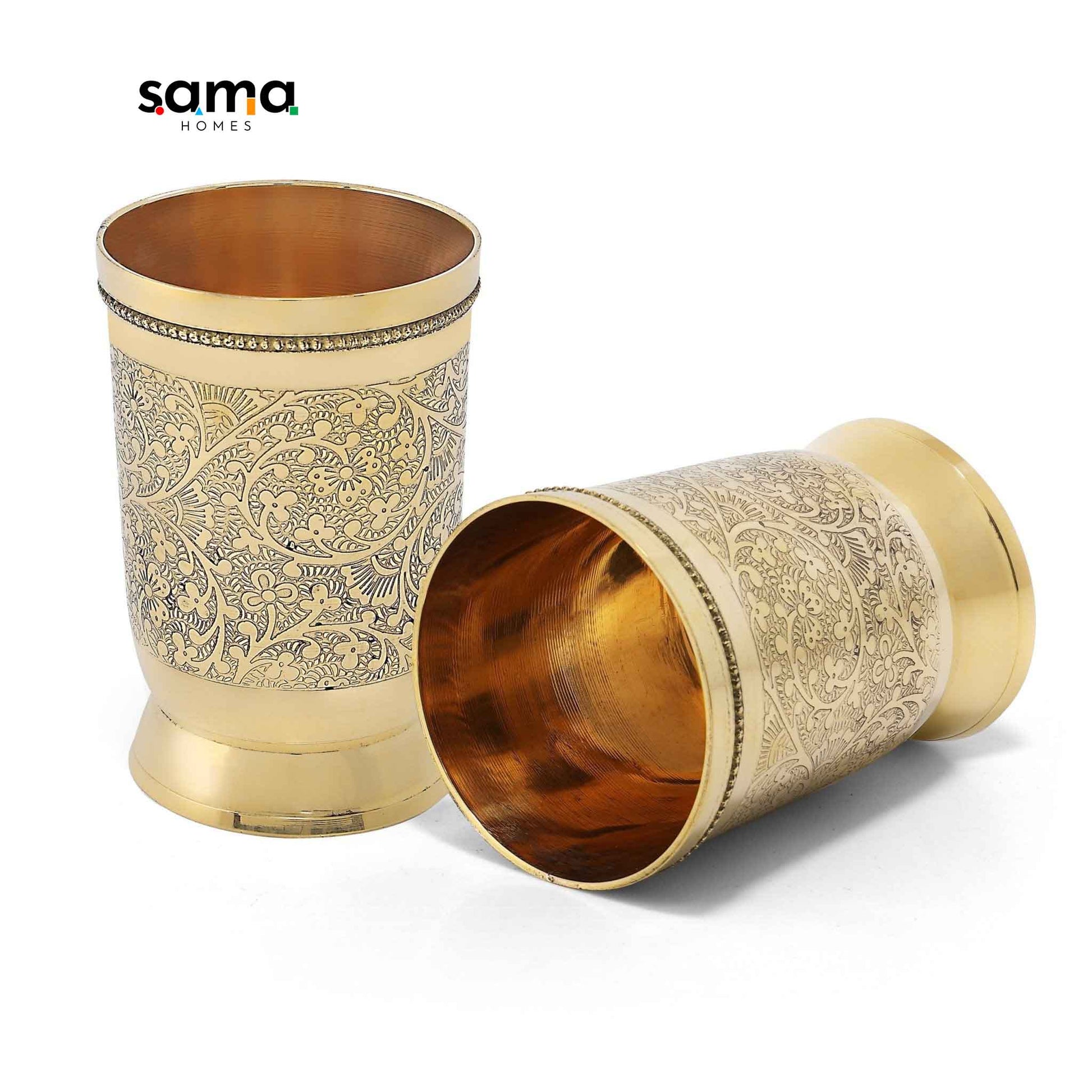 SAMA Homes - brass etched water glass