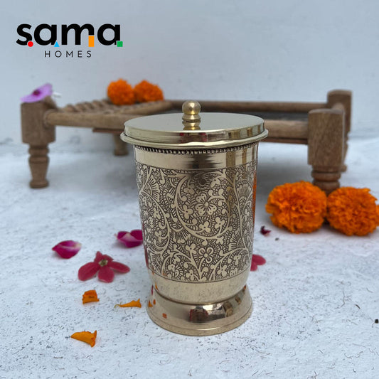 SAMA Homes - brass glass with lid coaster