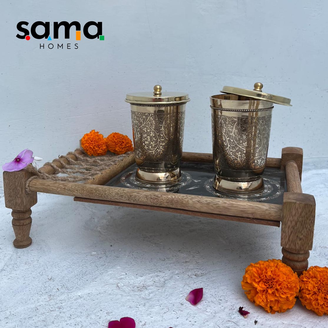 Brass Glass with Lid / Coaster - Sama Homes - Image 7