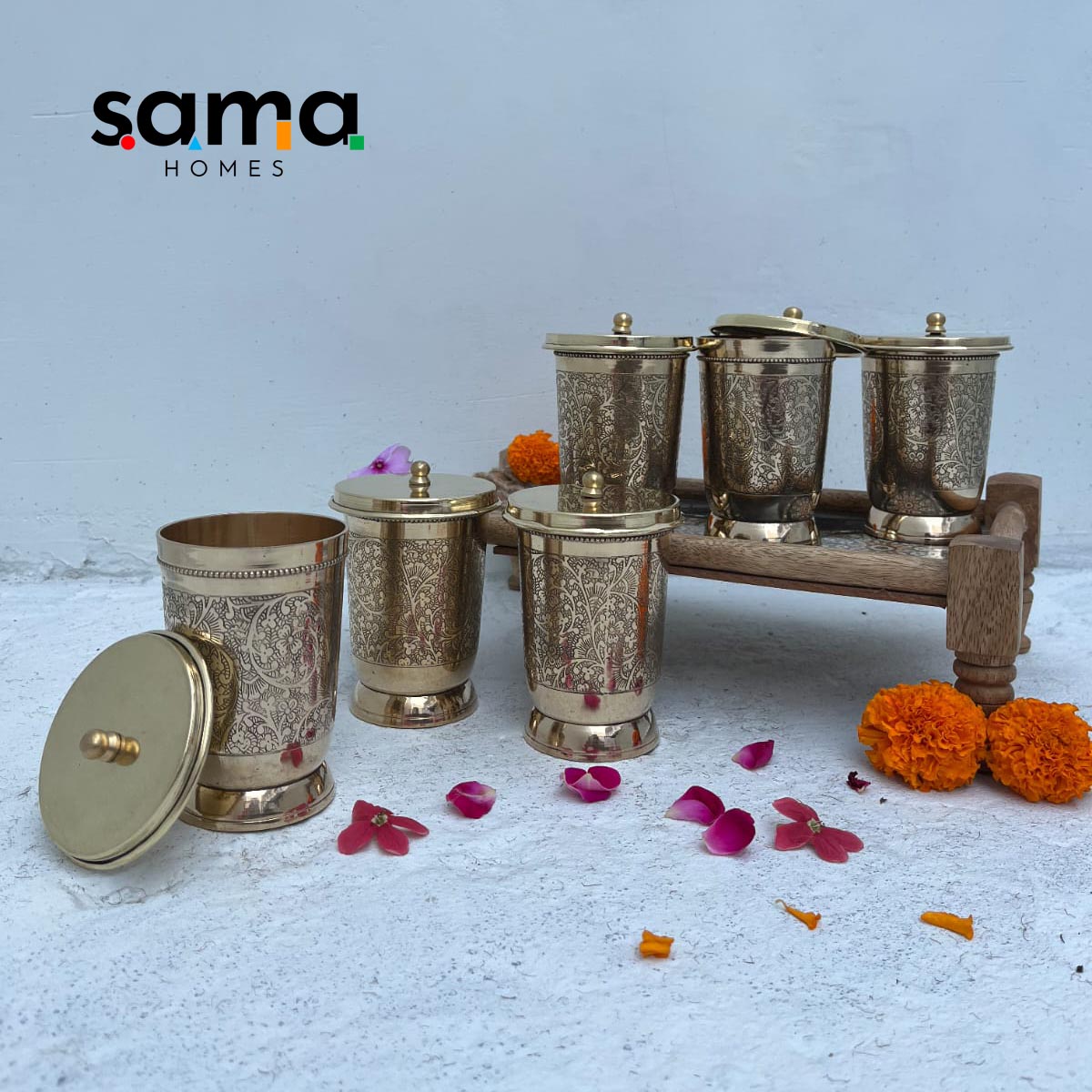 Brass Glass with Lid / Coaster - Sama Homes - Image 10