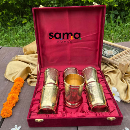 SAMA Homes - brass glasses with velvet box