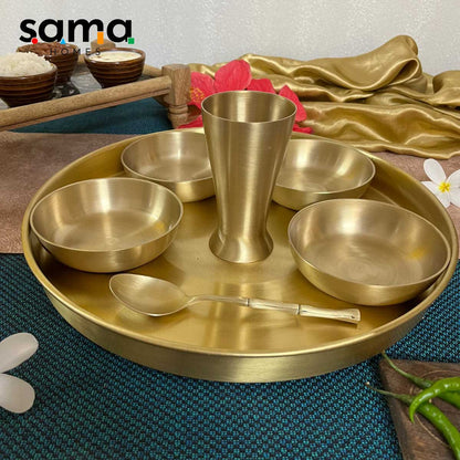 SAMA Homes - brass gujararti thali set matte finish