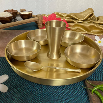 SAMA Homes - brass gujararti thali set matte finish