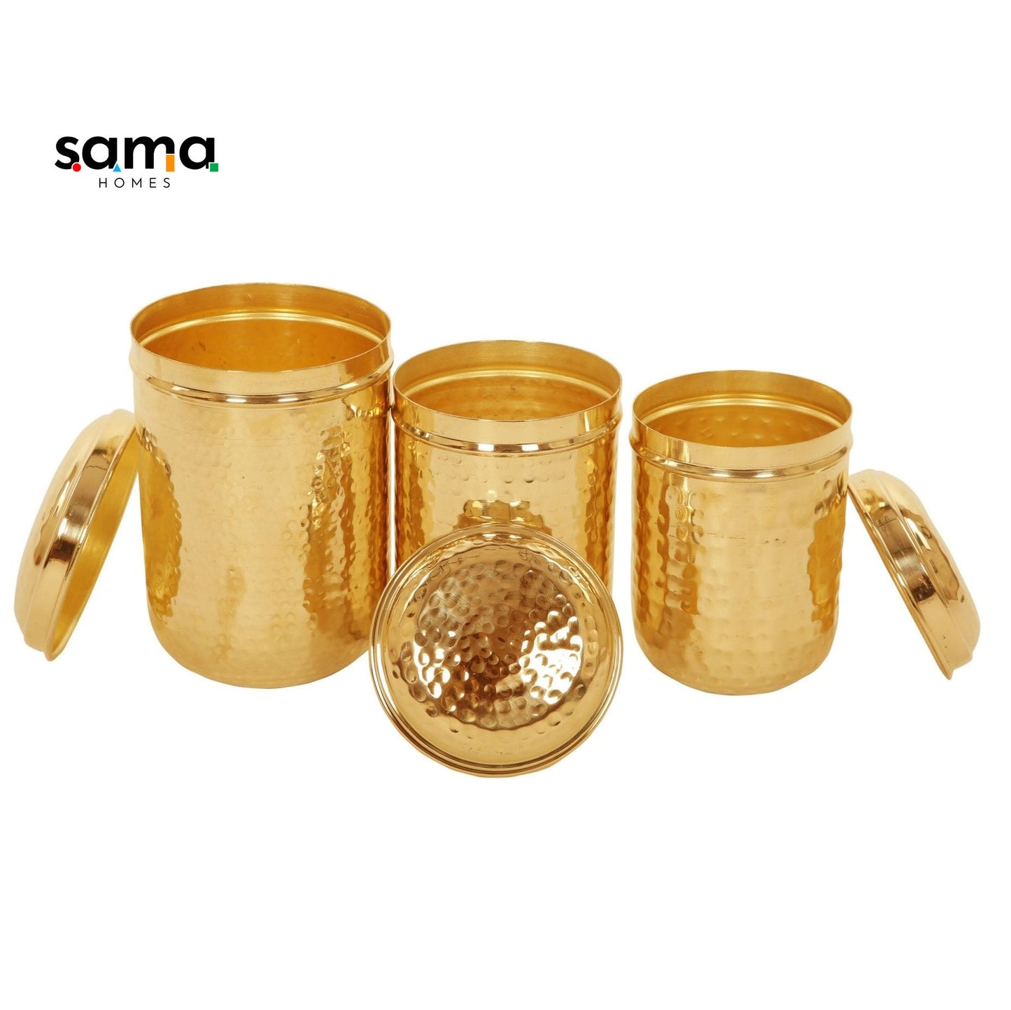 SAMA Homes - brass hammered canister dabba set