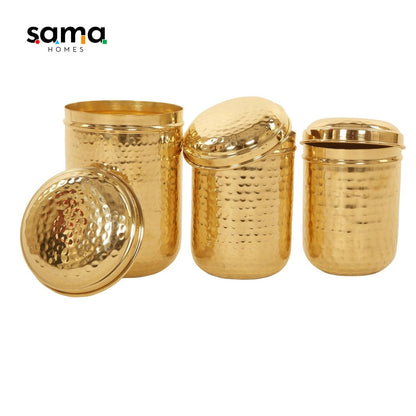SAMA Homes - brass hammered canister dabba set