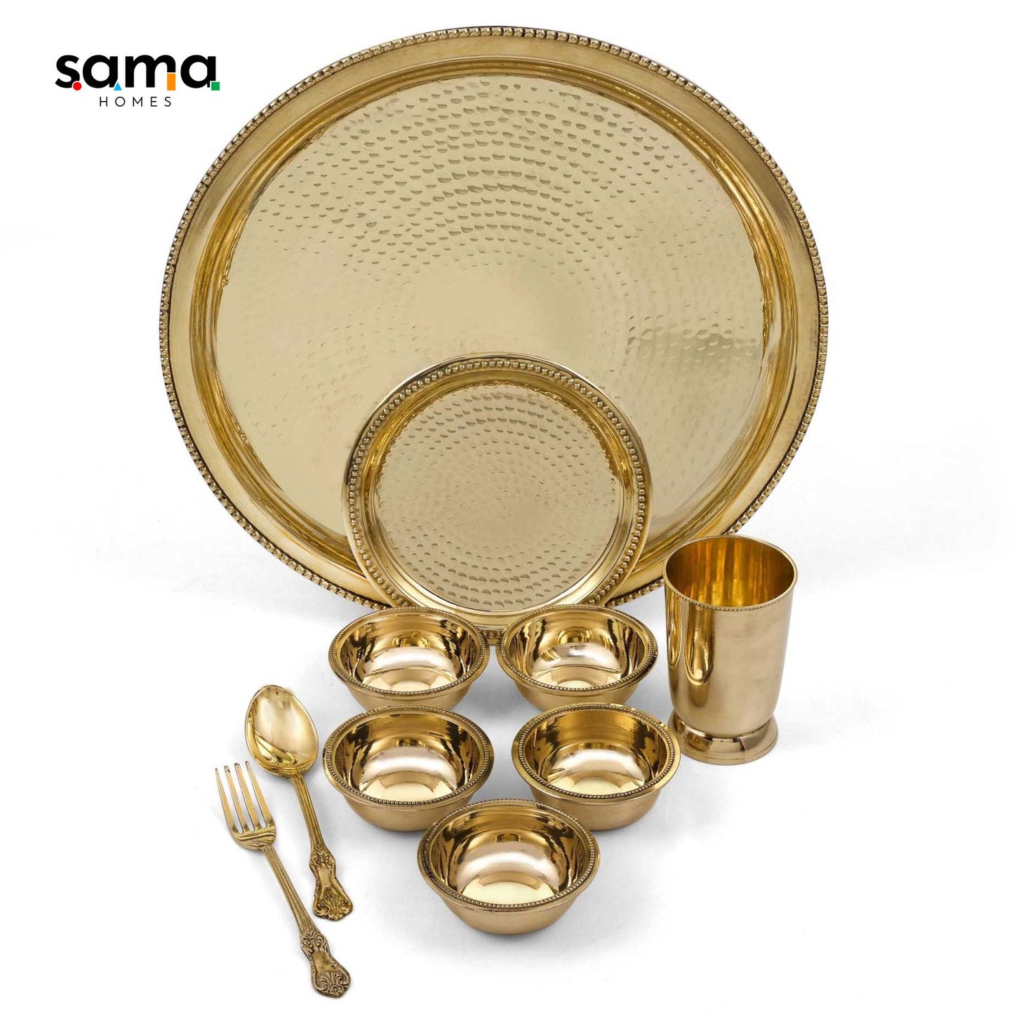 SAMA Homes - brass hammered dinner set