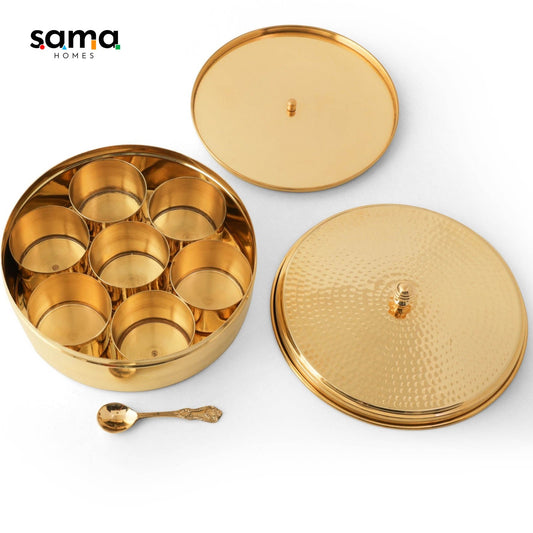 SAMA Homes - brass hammered spice box