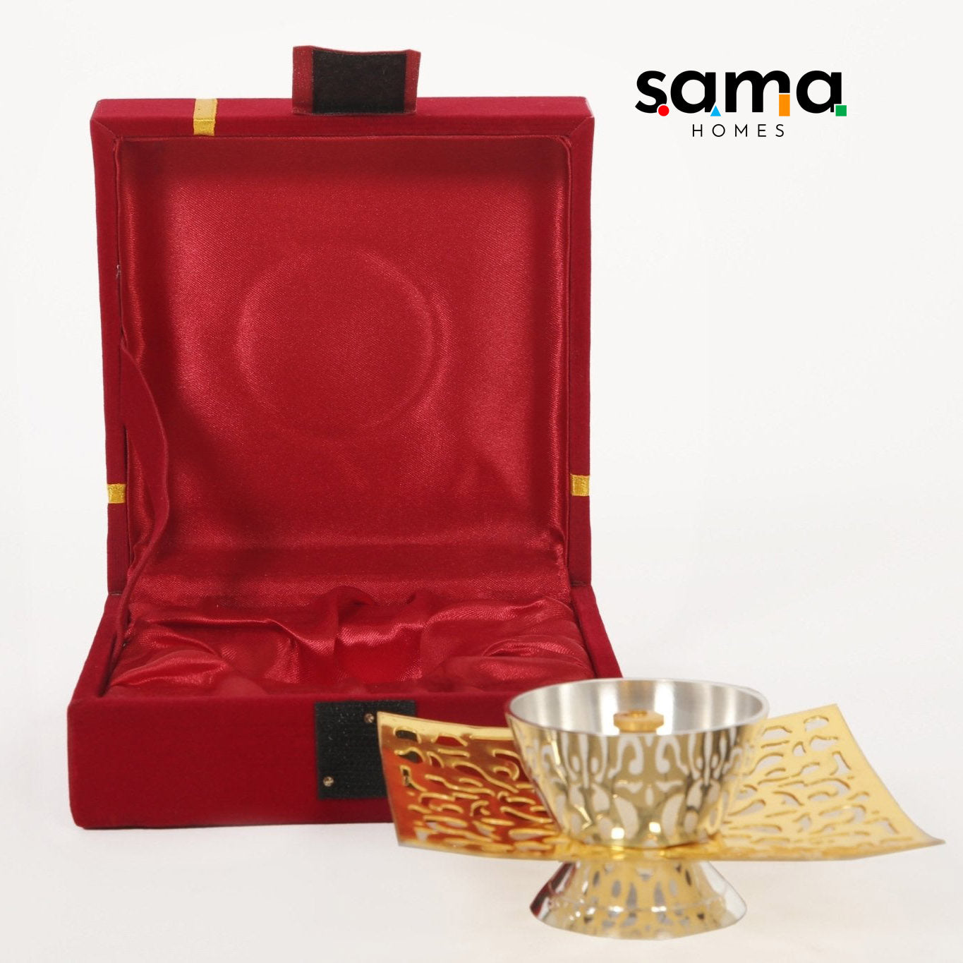 SAMA Homes - brass jaali oil lamp deepak