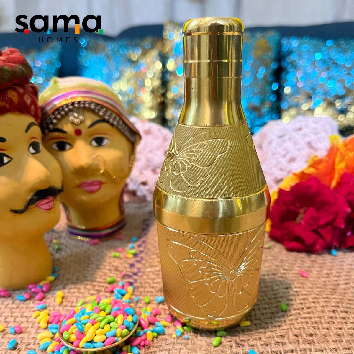 Brass Mukhwas Bottle - Sama Homes