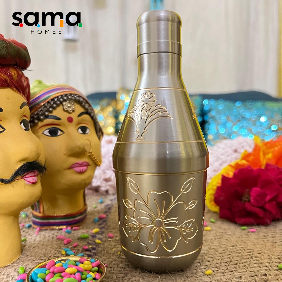 Brass Mukhwas Bottle - Sama Homes