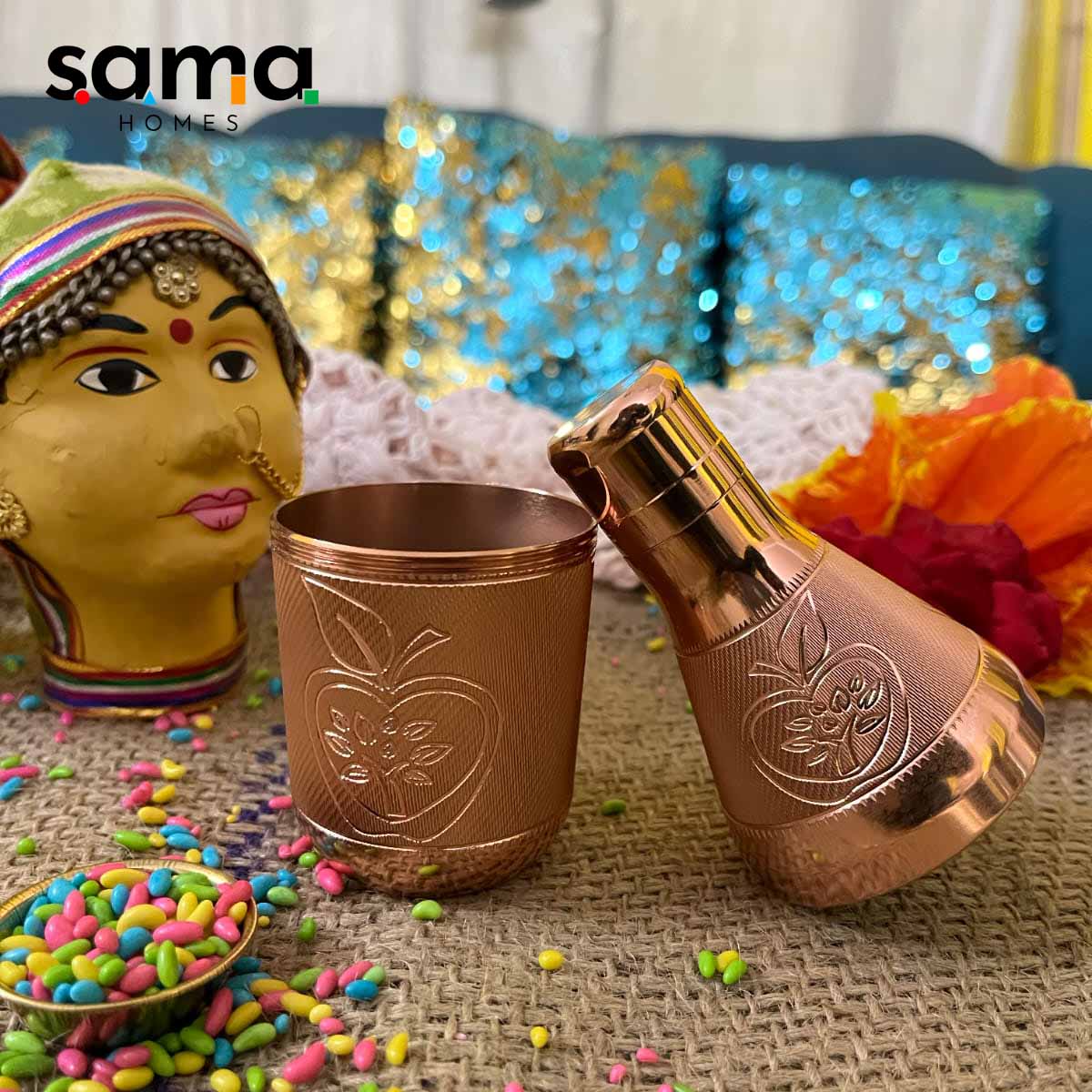 Brass Mukhwas Bottle - Sama Homes