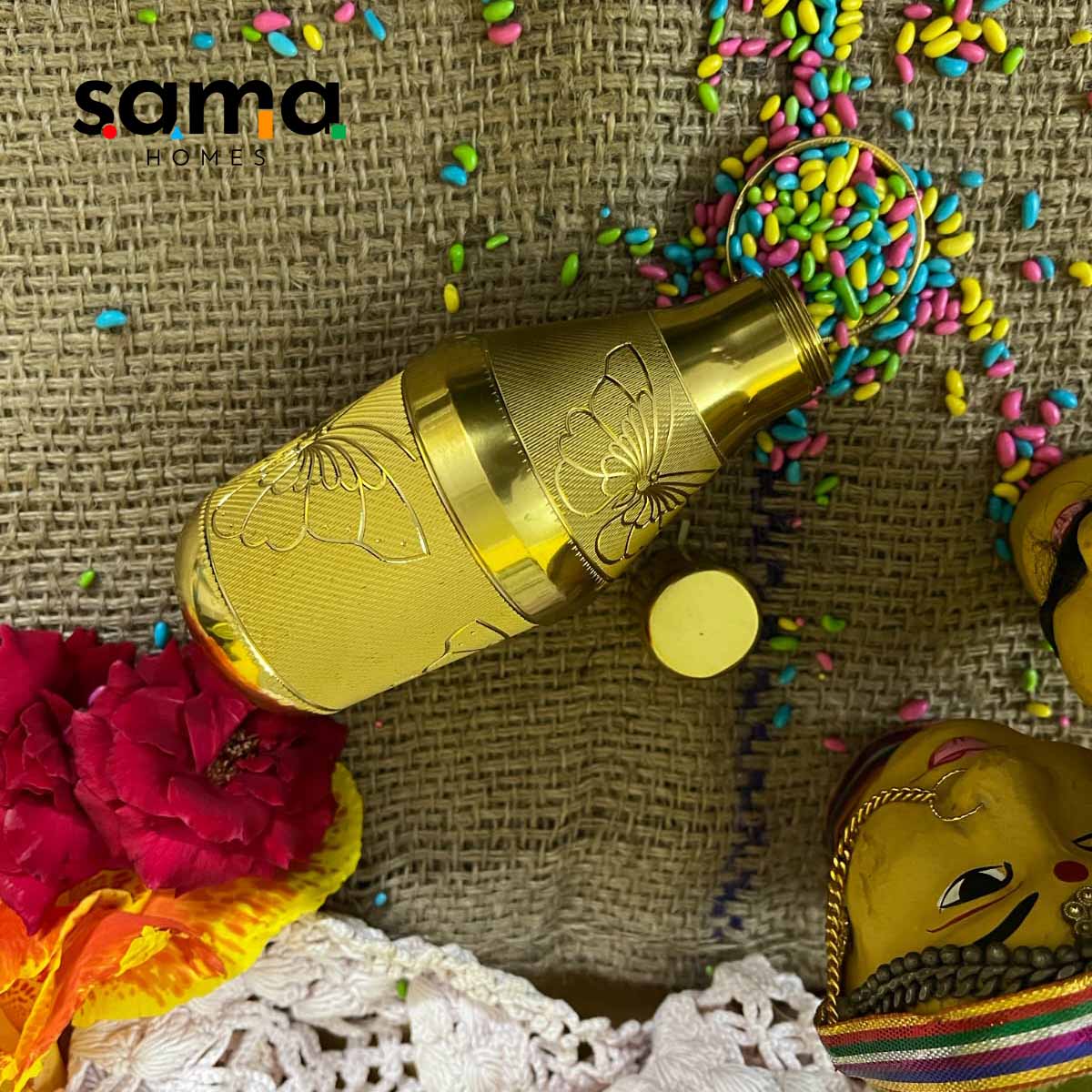 Brass Mukhwas Bottle - Sama Homes