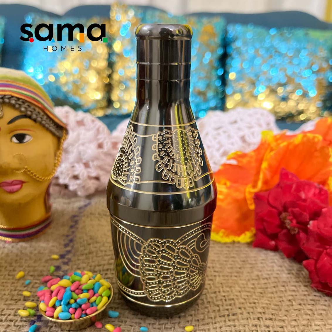 Brass Mukhwas Bottle - Sama Homes
