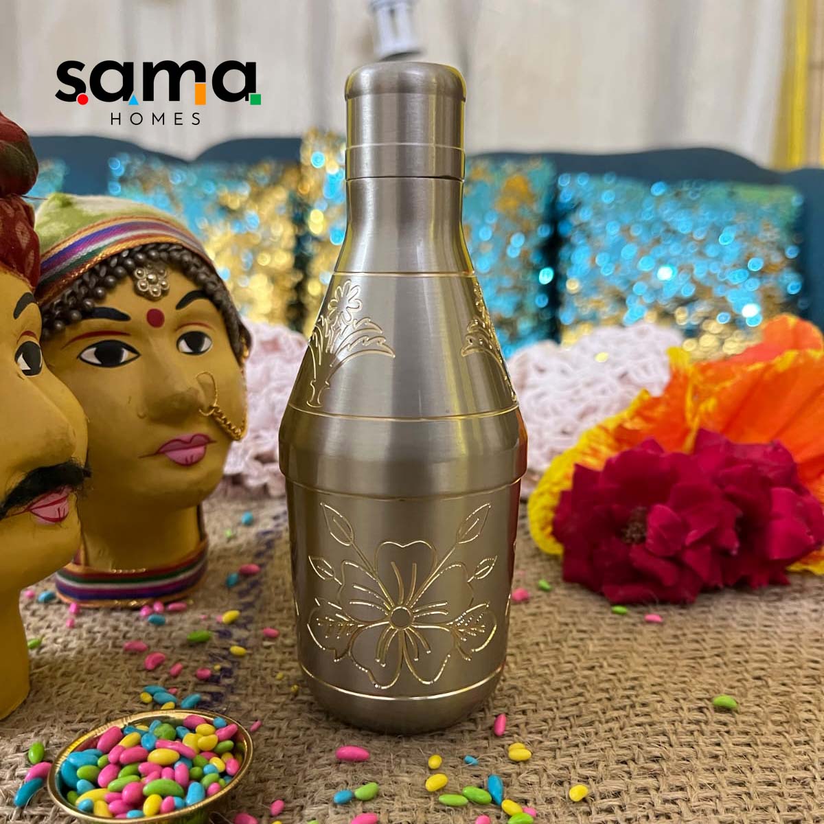 Brass Mukhwas Bottle - Sama Homes