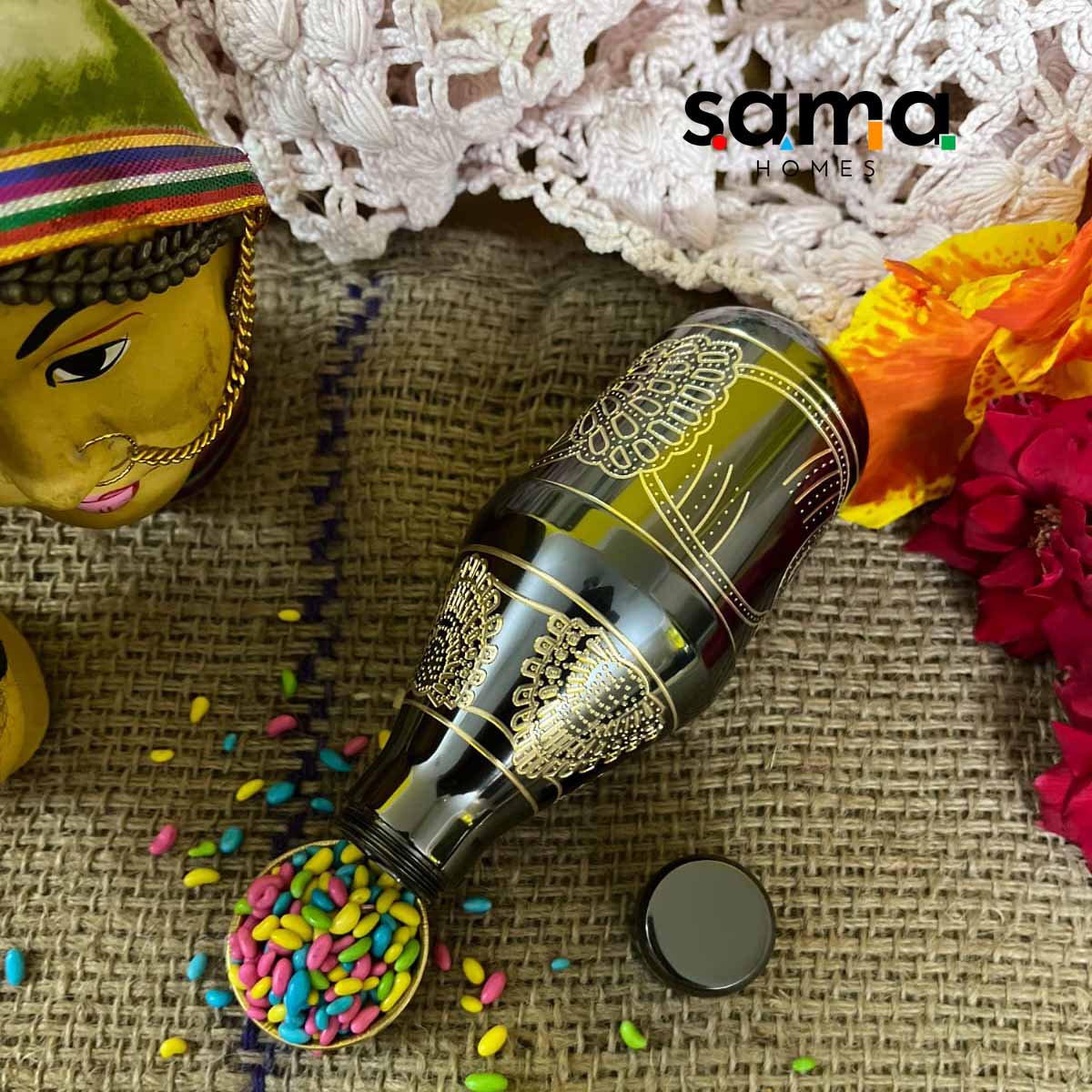 Brass Mukhwas Bottle - Sama Homes