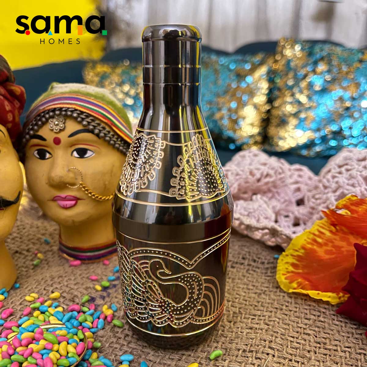 Brass Mukhwas Bottle - Sama Homes