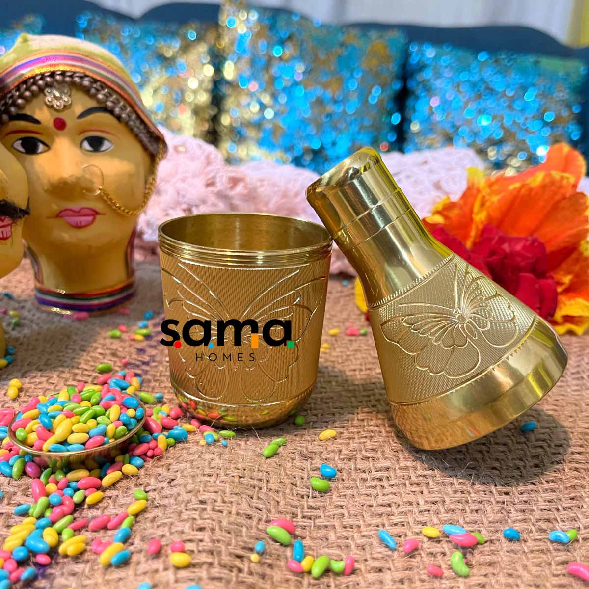 Brass Mukhwas Bottle - Sama Homes