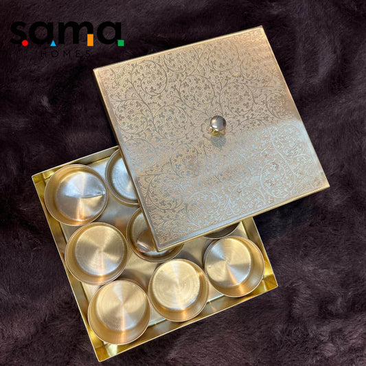 SAMA Homes - brass square spice box matte finish