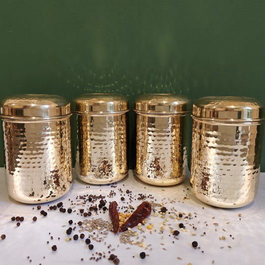 SAMA Homes - brass storage canister hammered small set of 2