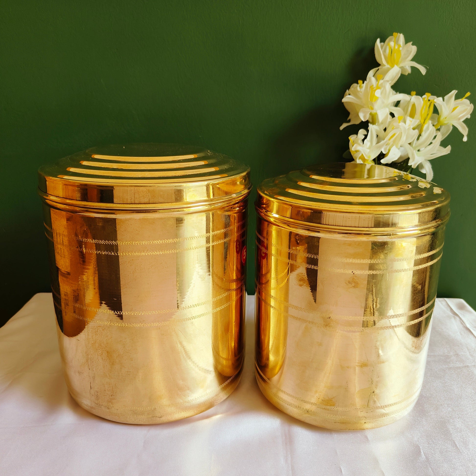 SAMA Homes - heavy brass storage containers 4 5 kgs capacity