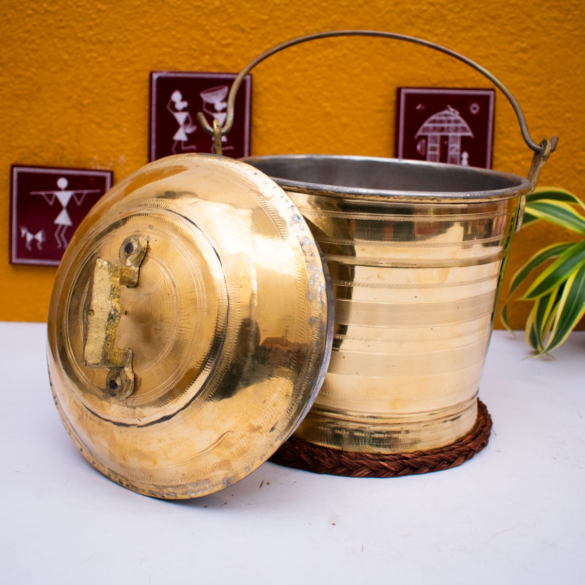 SAMA Homes - brass storage thooku with tin coating