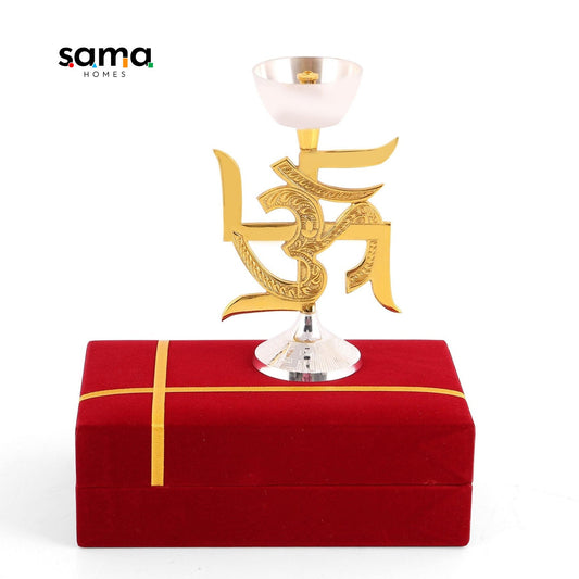 SAMA Homes - brass swastik oil lamp deepak