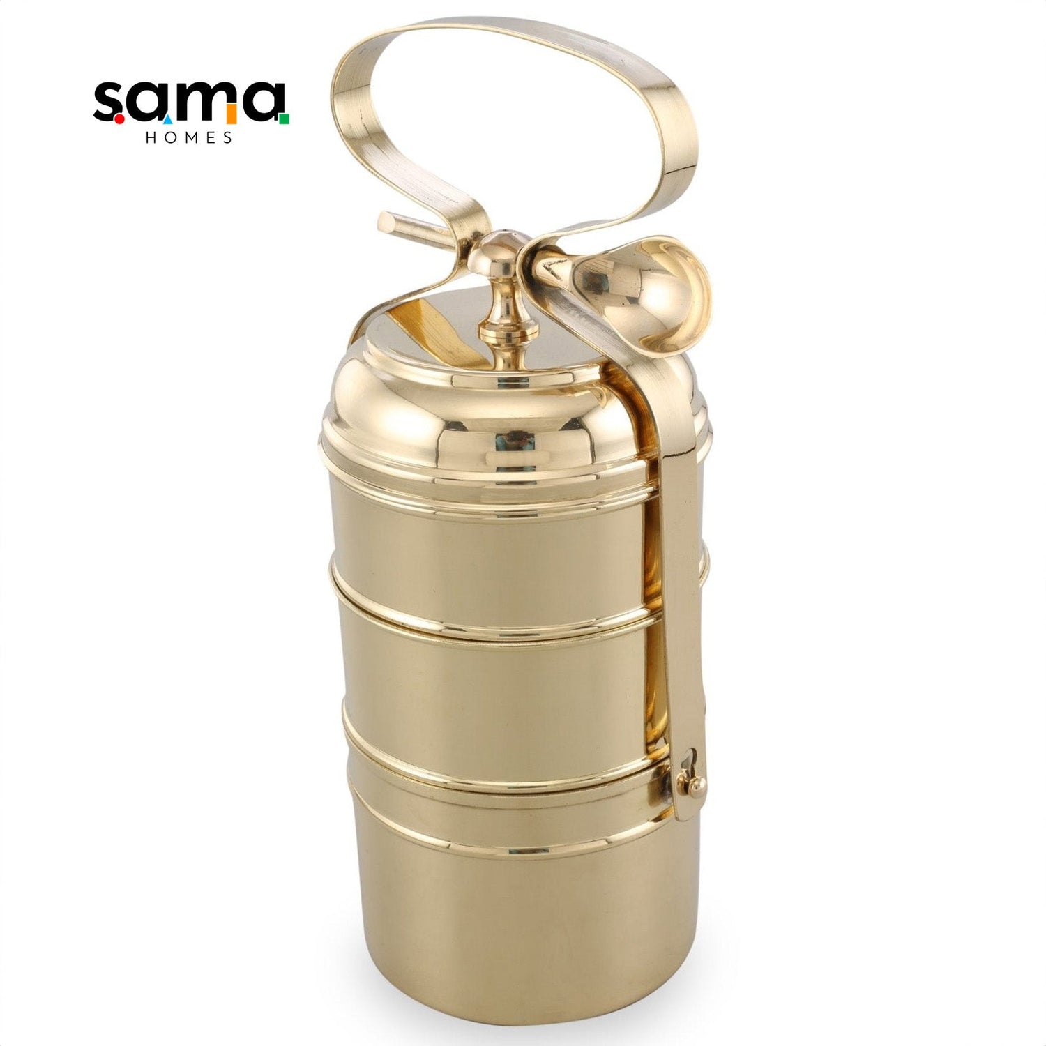 Brass Tiffin Box / Lunch Box with Tin Coating - Sama Homes