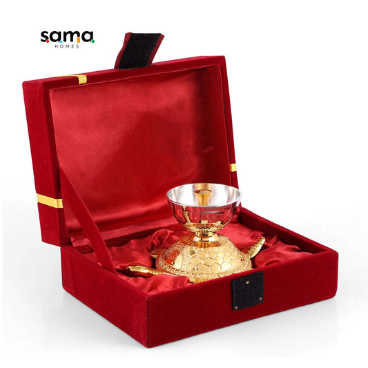 SAMA Homes - brass tortoise oil lamp
