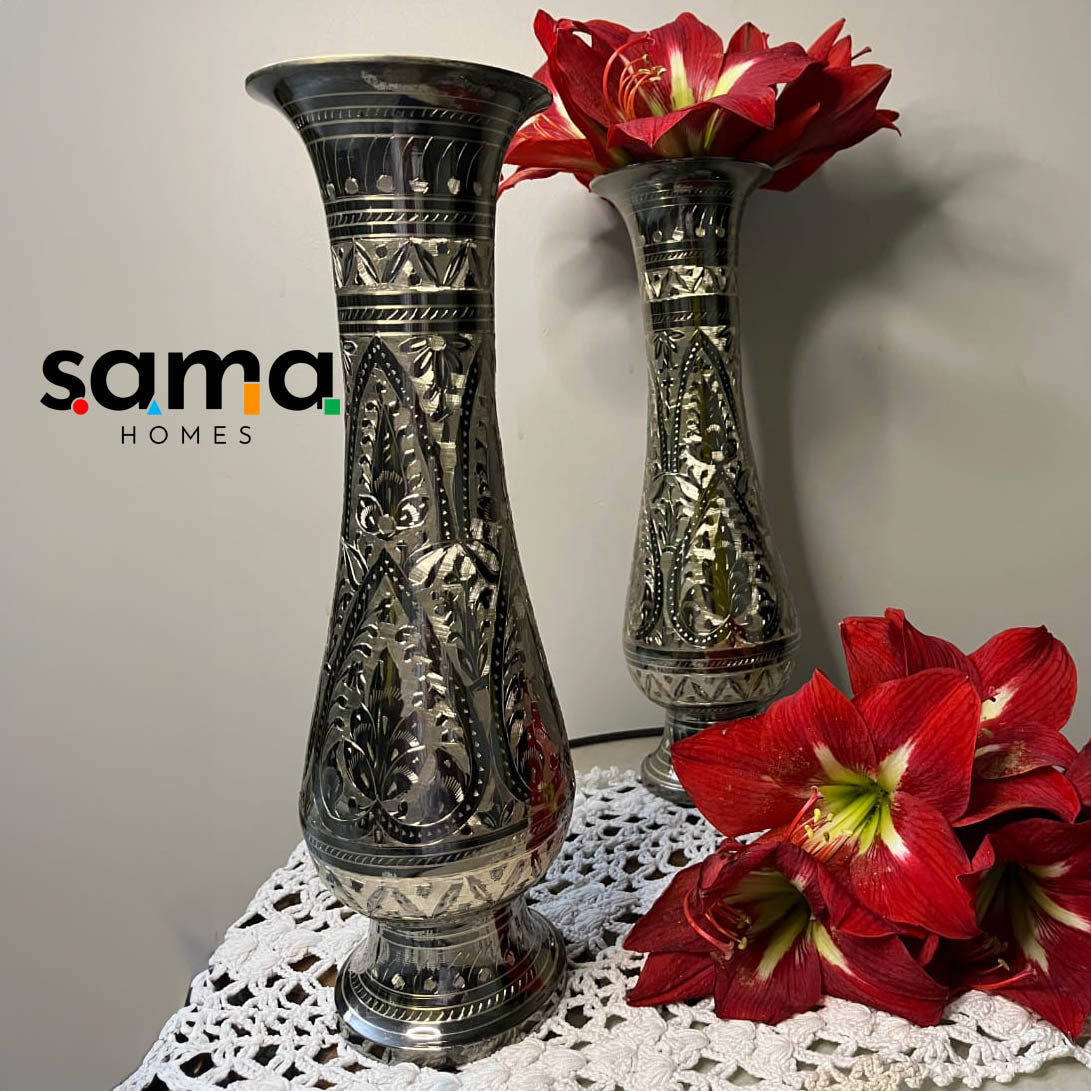 Brass Handcrafted Flower Vase - 14 Inch - Sama Homes - Image 3