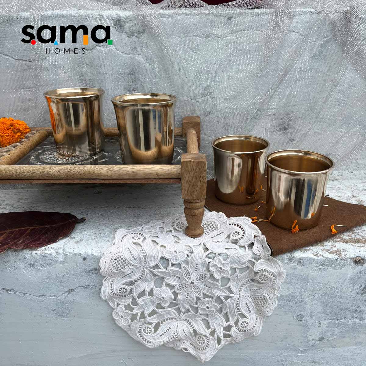 Bronze / Kansa Glasses in Glossy Finish - Sama Homes - Image 2