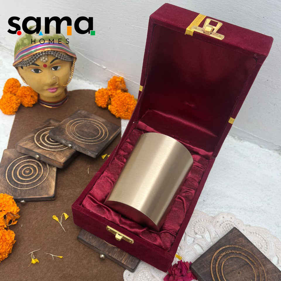 SAMA Homes - bronze kansa glasses with velvet box