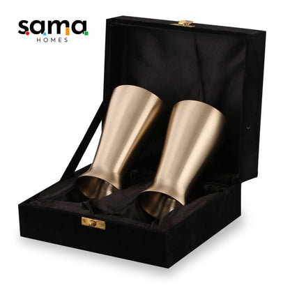 SAMA Homes - bronze kansa lassi glass with velvet box