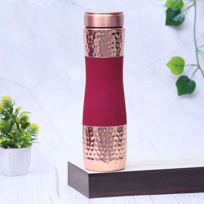 SAMA Homes - pure copper water bottle silk red cherry half hammered capacity 1000ml