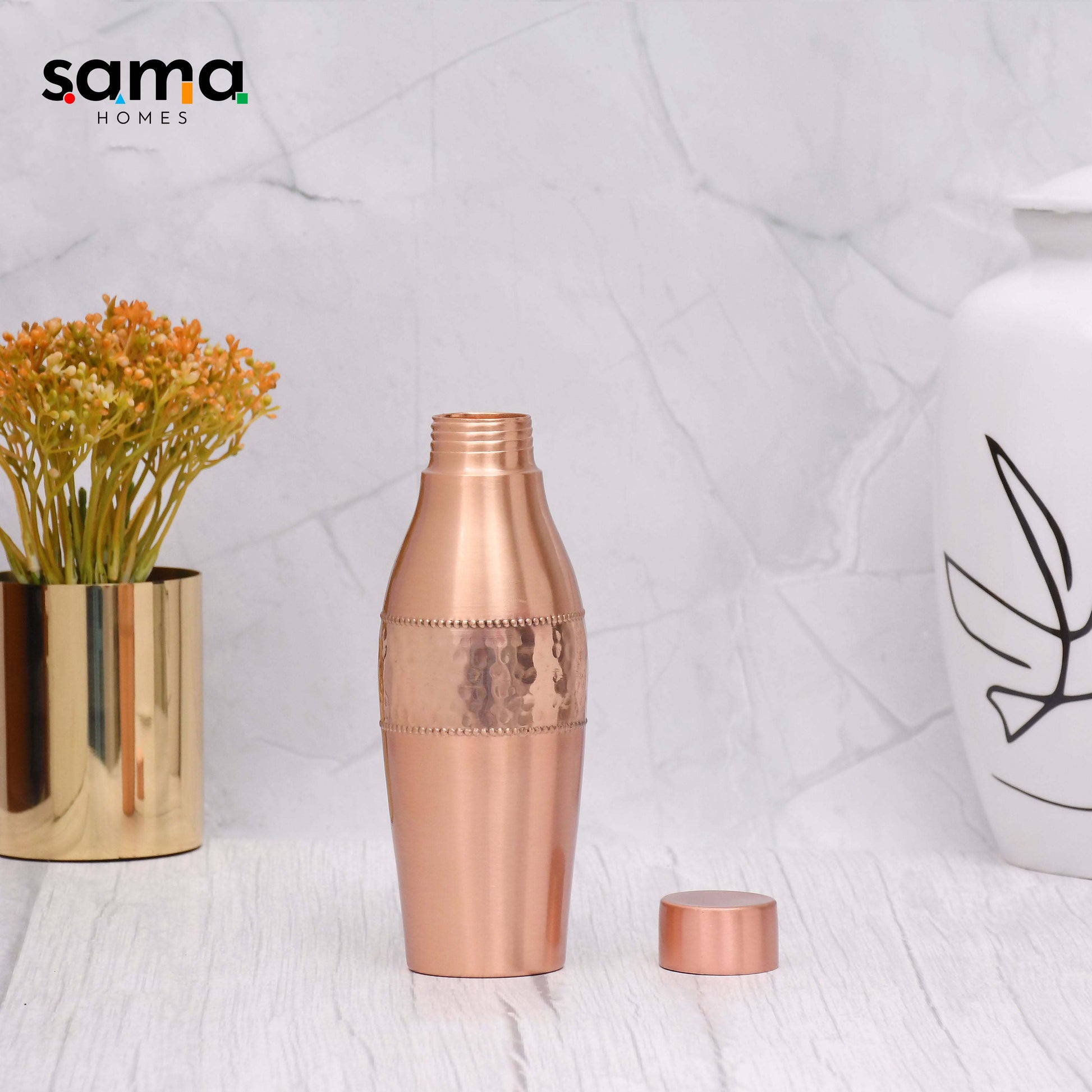 SAMA Homes - pure copper water bottle dolphin half hammered capacity 600ml small