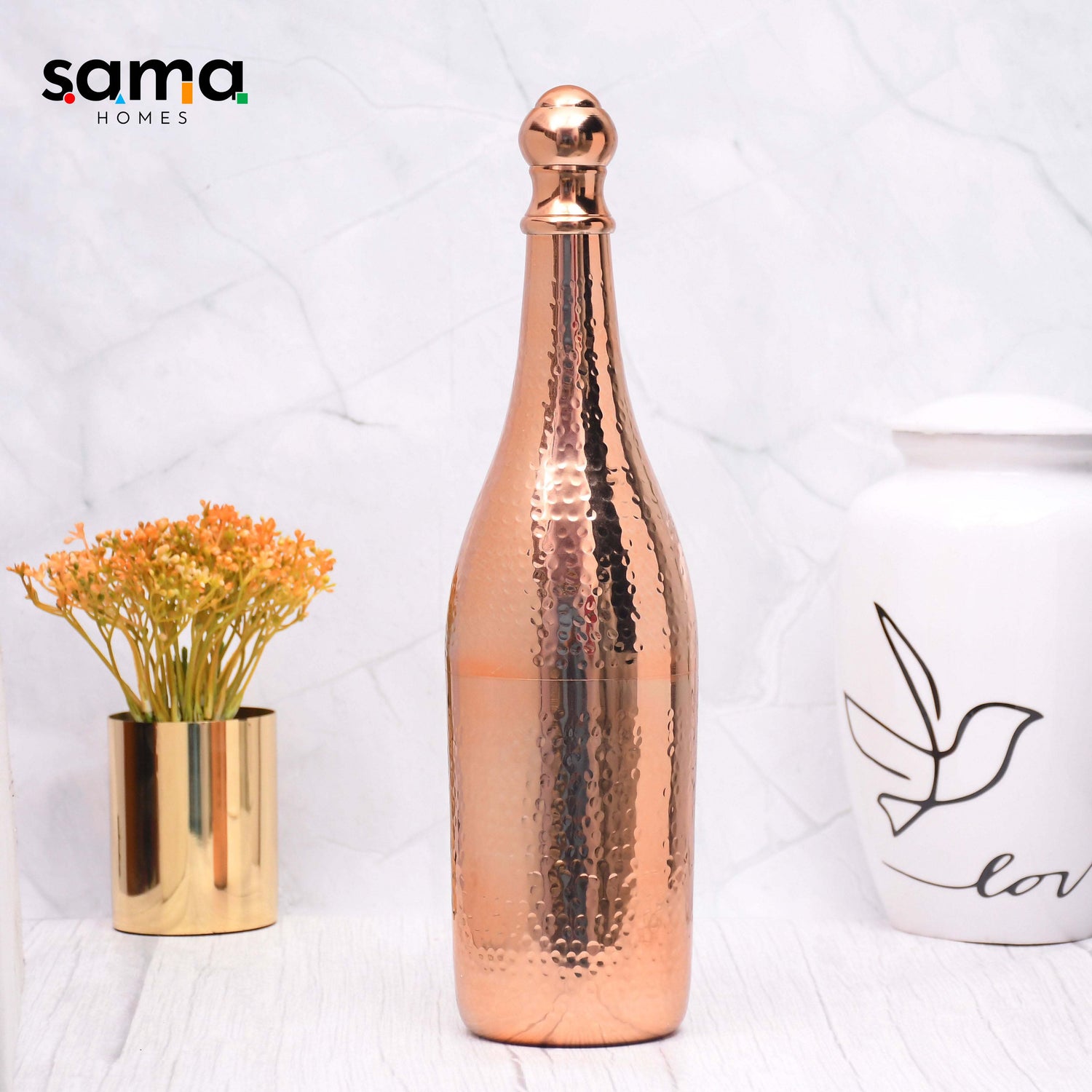 Elegant Design Copper Finished Champagne Bottle Case Barware - Sama Homes