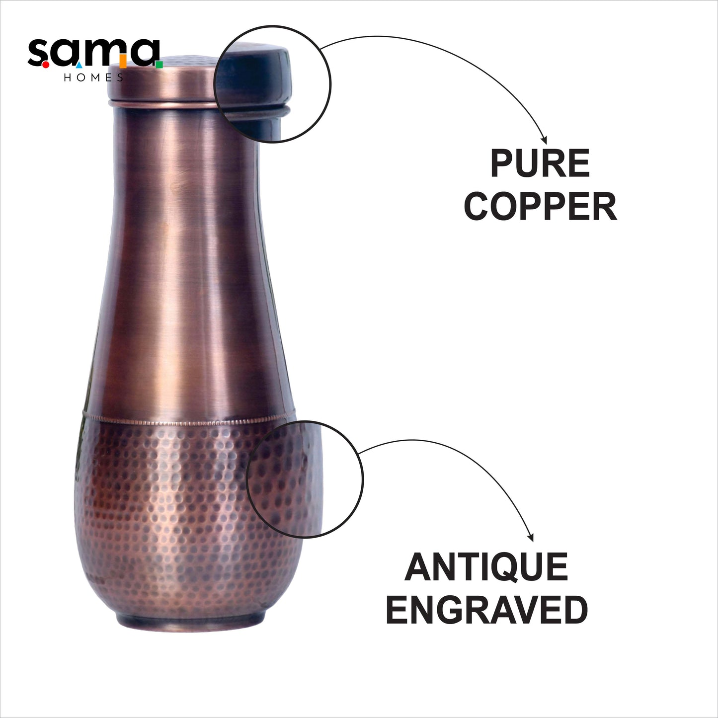 SAMA Homes - pure copper tulip jar antique hammered